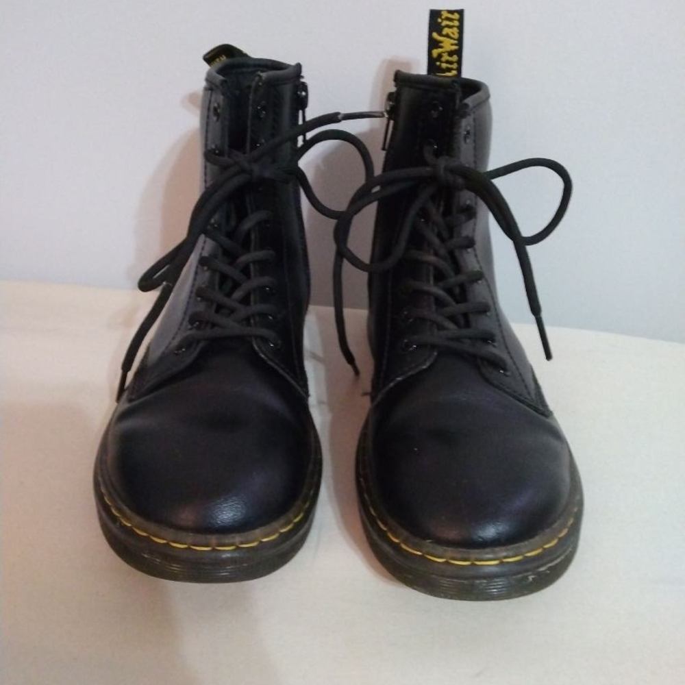Dr. Martens Black and Yellow Lace Up Boots